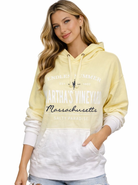 Tops - Martha’s Vineyard Endless Summer Salty Paradise Tie Dye Yellow Hoodie Small